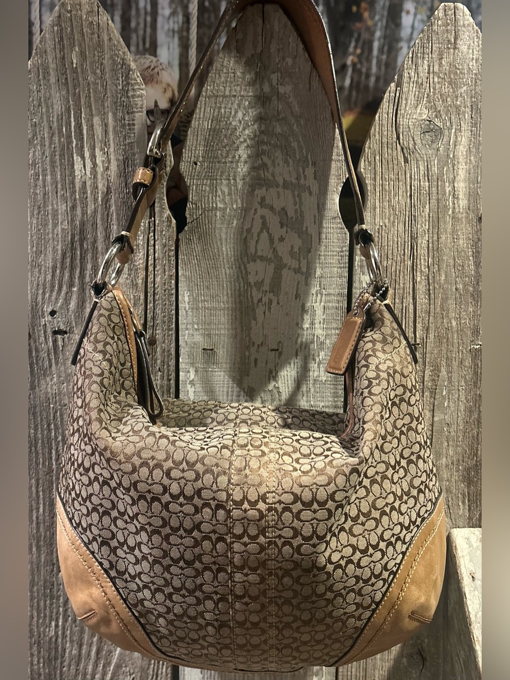Vintage Coach Soho Signature Jacquard Hobo Shoulder Tote Bag
